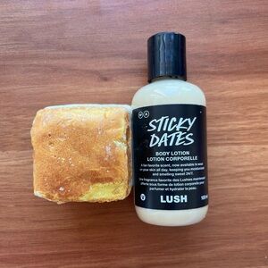 Lush gourmand duo: Sticky Dates lotion & Vanilla Delight body wash